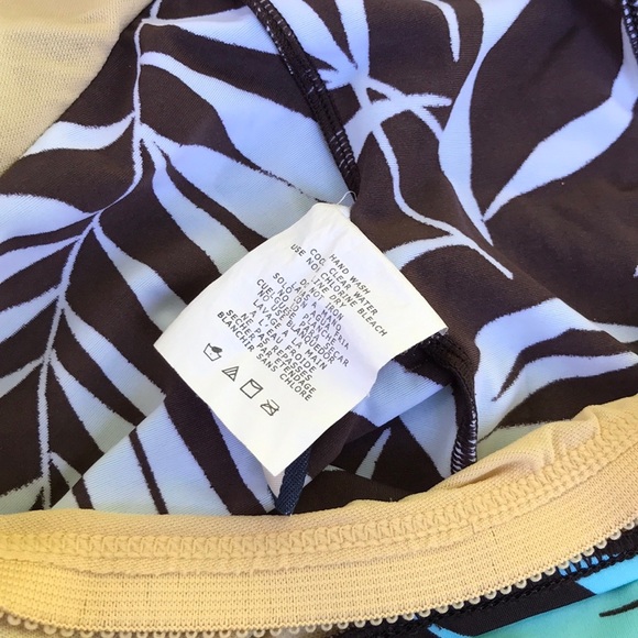 Jamaica Bay Tropical Leaves Swim Top Tankini Bra Brown & Turquoise Blue Bra 16 - Picture 11 of 11